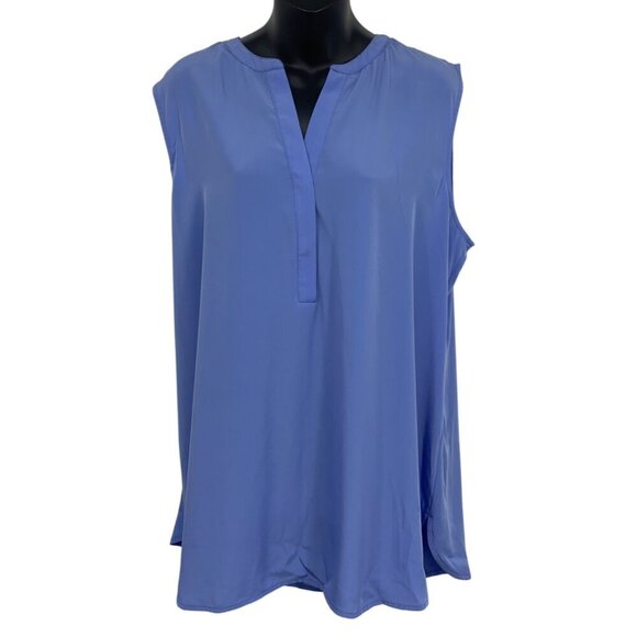 Chicos Womens Top Blouse Size 3 Large Sleeveless Blue V-Neck Casual NWT New - Picture 1 of 9